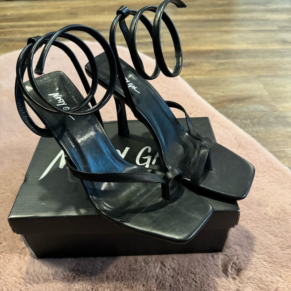 Nasty Gal Black Strappy High-Heel Sandals